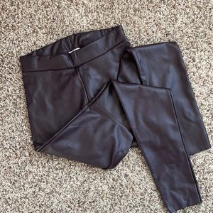 Wolford leather pant leggings - dark brown/eggplant color